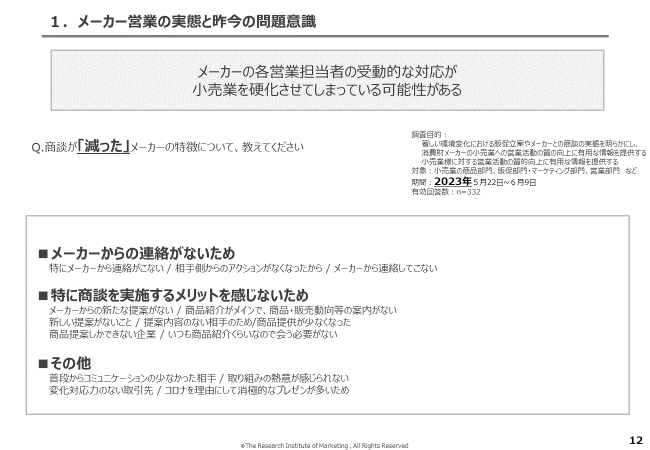 トレードマーケティングセミナーレポート：消費財メーカーの営業改革・人材育成の進め方 2023｜コラム｜マーケティング研究協会